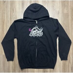 Y2K ADIO Heartagram‎ Skateboarding Black Zip Up Hoodie Size L